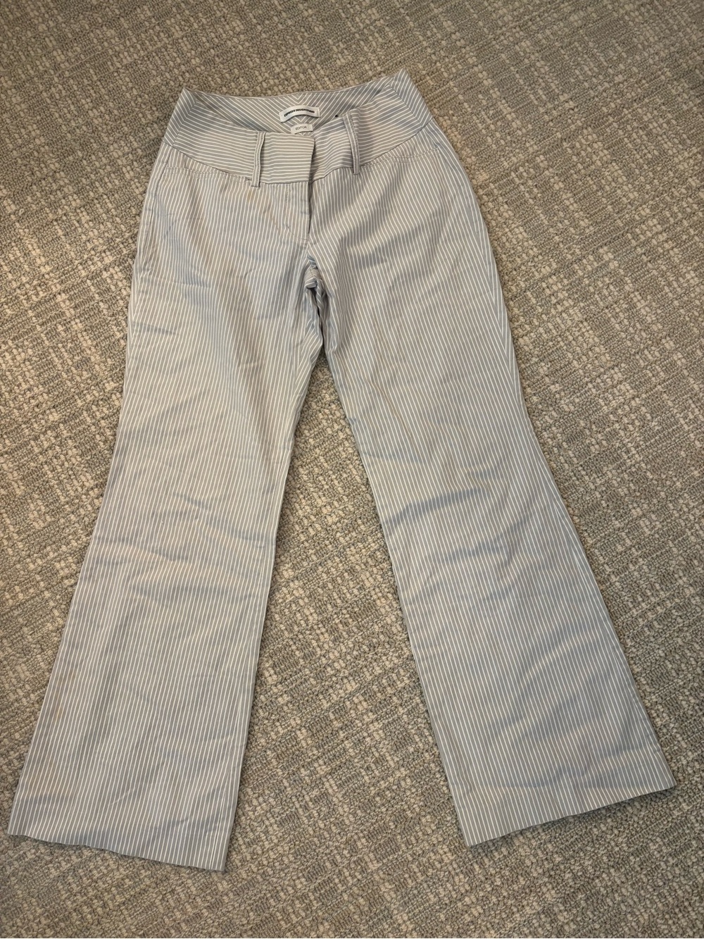 Light Blue and White Pinstripe Wide Leg Pants
